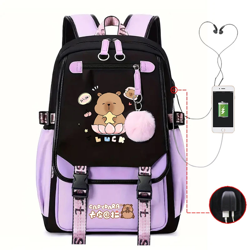 Hot Capybara Printing Schoolbag Backpack Women Men Girl Travel Bag Teens Daily Backpack Large-capacity Backpack Color Blocking