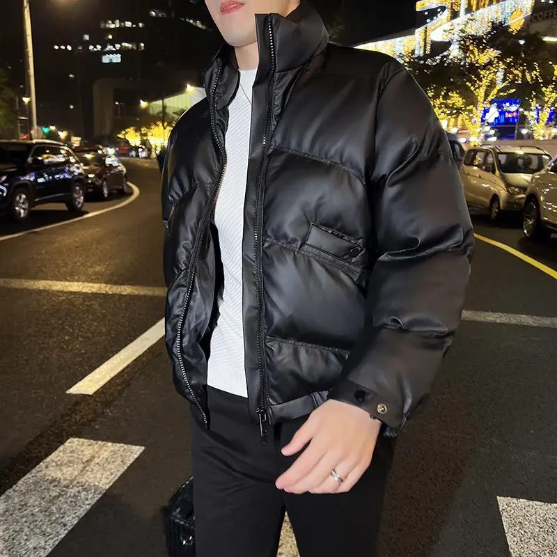 Winter Thick Cotton Padded Coat Streetwear Men Fashion Short Style Stand Collar Casual Men\'s White Duck Down Outdoor Warm Jacket