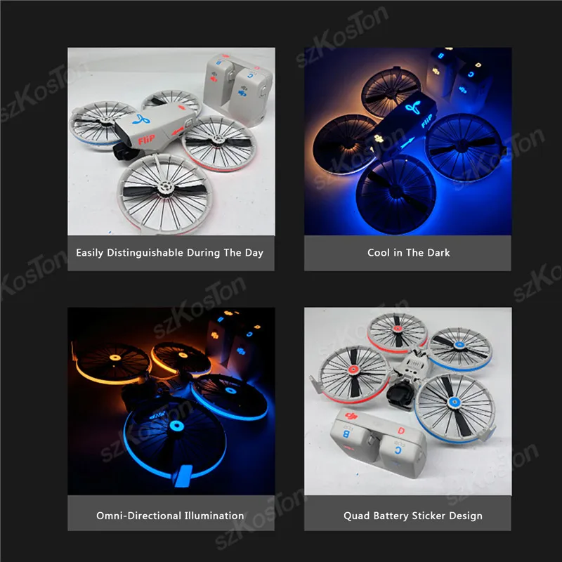 Drone Luminous Stickers For DJI Flip Decoration Decals Skin Anti-Scratch Protective Film Night Safety Cool Flight Accessories