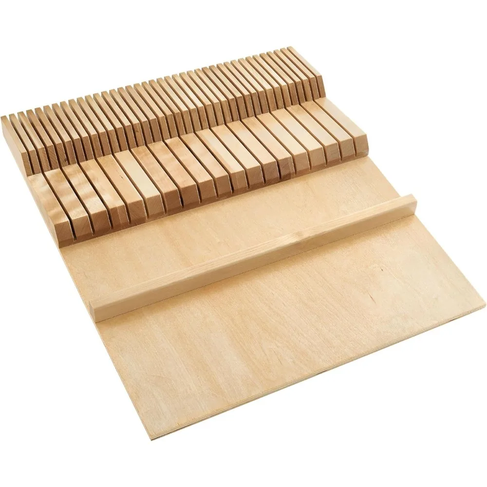 

Dual Row Trim To Fit Knife Block Drawer Organizer with Storage Holder for Kitchen Utensils, 55 Slot Cutlery Tray