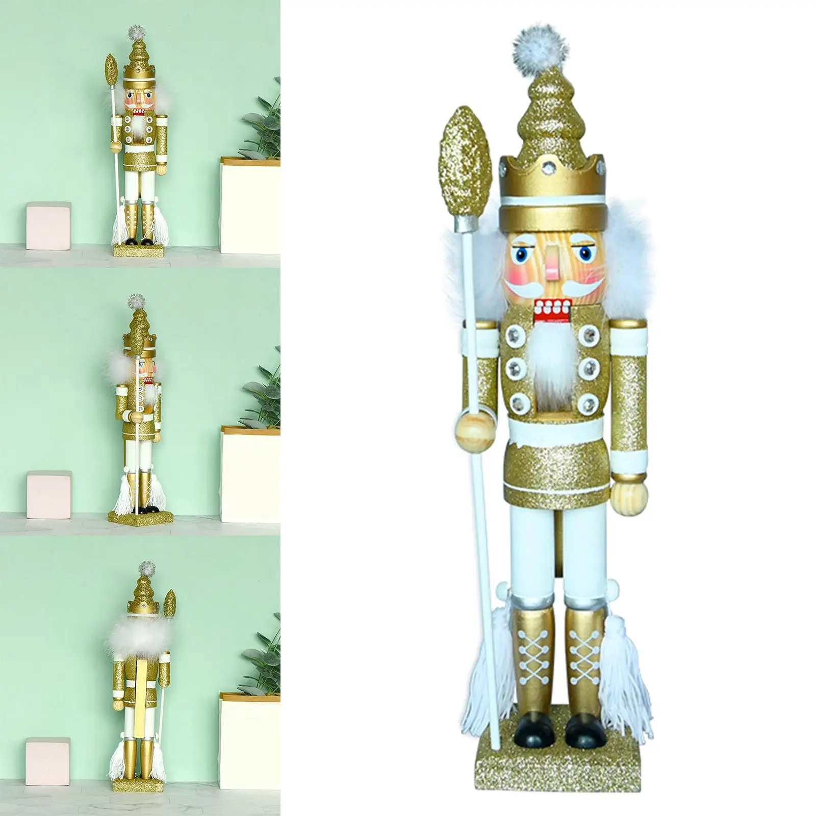 

40cm Nutcracker Figures Handmade Nutcracker Soldier Christmas Decoration Ornament for Indoor Outdoor Farmhouse Party Decor