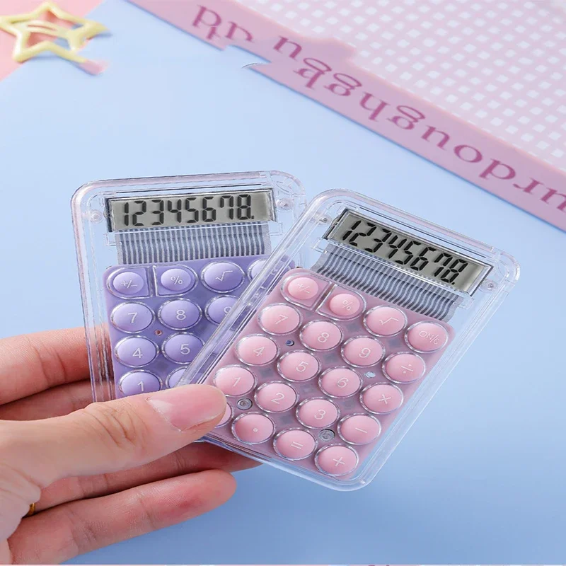 Mini Transparent Candy Color Calculator Cute Palm Size Pocket Calculator Portable High Appearance School Office Stationery