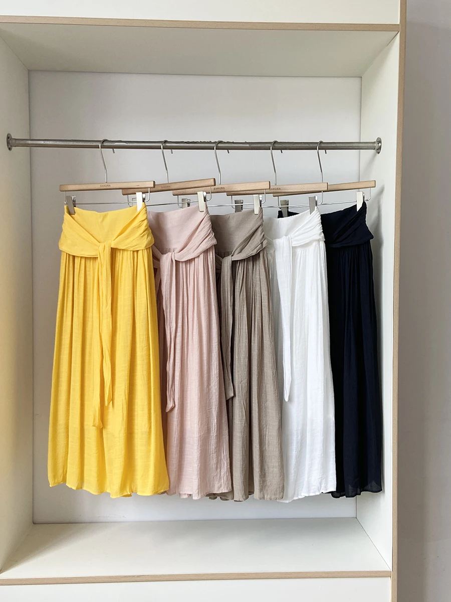 패셔너블 하이웨이스트 미디 스커트 여성용 A라인 스커트 만능 매치 바디 스커트 한국 스타일 여름 신상품