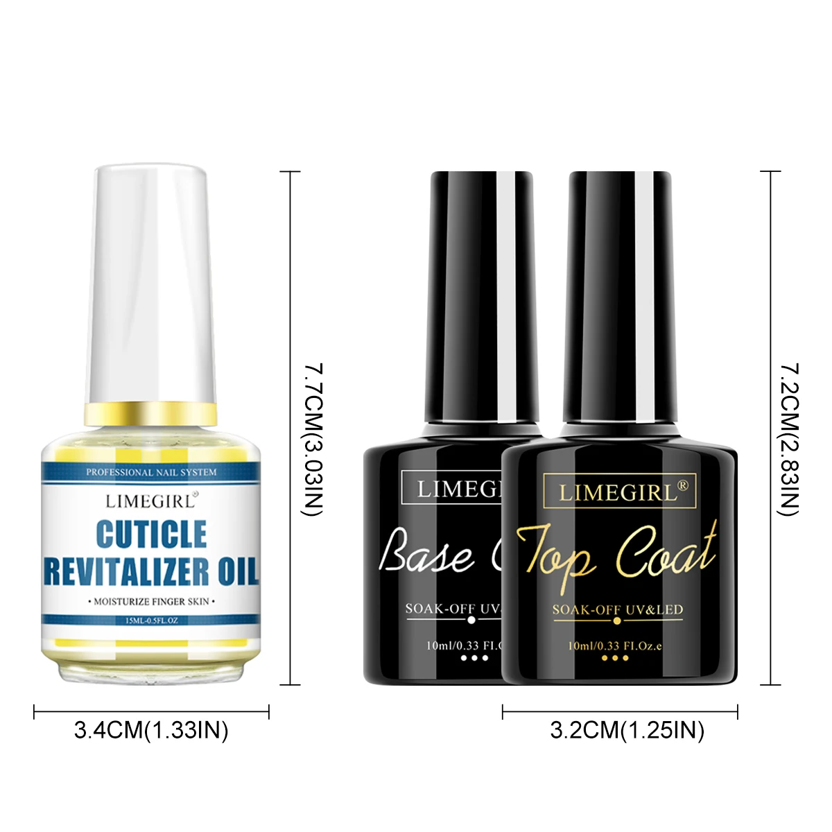 LIMEGIRL 3 Stück/Set Nail Art Soaking Base Coat Clear Coat Nagellack mit Nagelhaut Nagelpflege Weichmacher UV Gel Mehrzweck-Nagelset