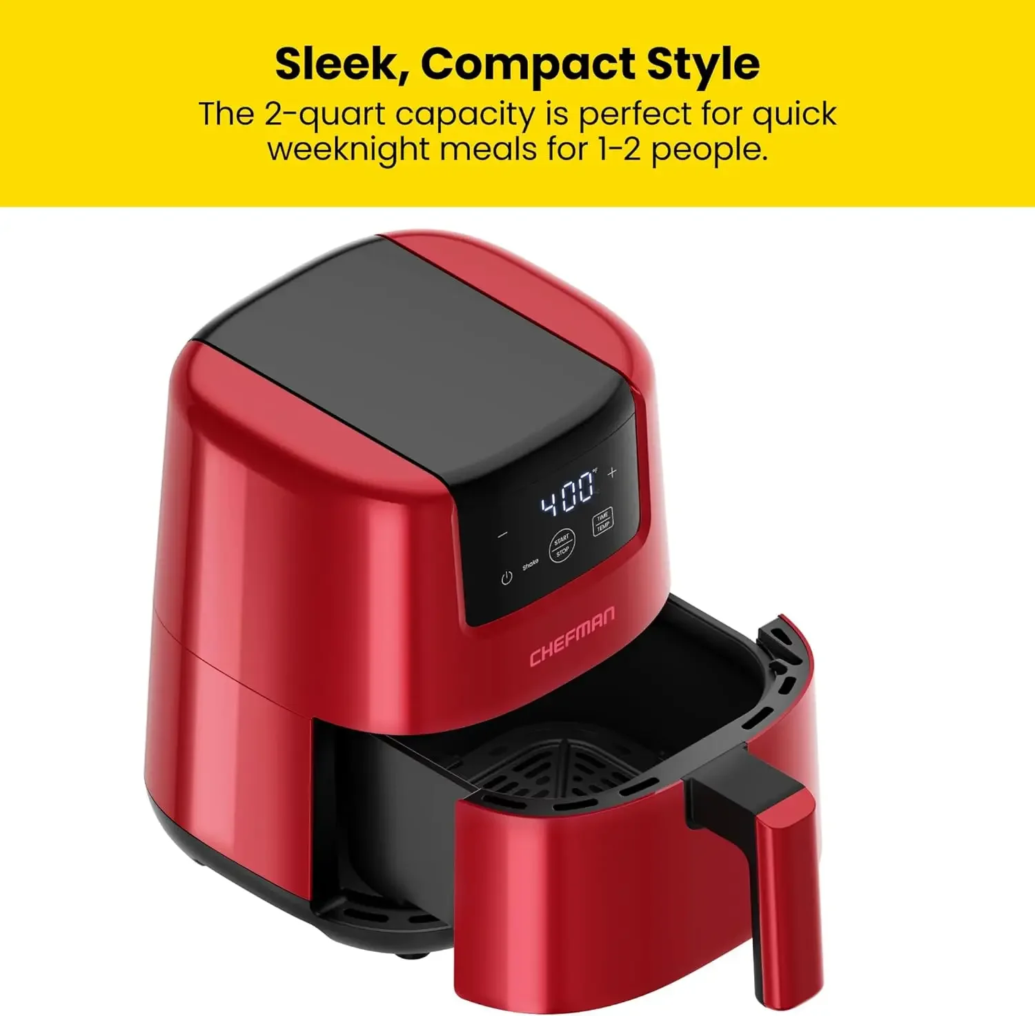 NEW 2 Qt Mini Air Fryer – Digital Space-Saving Compact Air Fryer with Nonstick and Dishwasher Safe Basket, Quick &Easy Meals