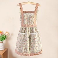 1Pcs Floral Apron with Pocket Wipe Hands Household Kitchen Cooking Antifouling Breathable Cleaning Sleeveless Aprons Gadgets