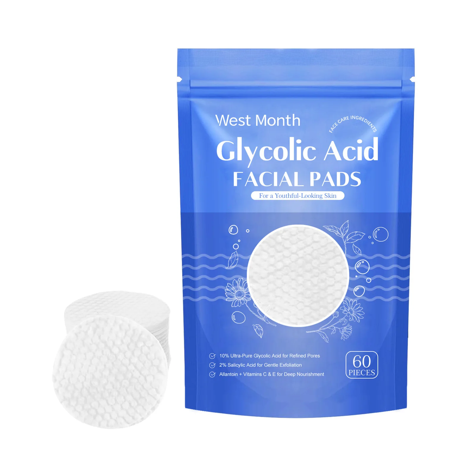 Glycolic Acid Cleansing Pads Acne Remover Brightening Moisturize Glowing Repair Oil Control Exfoliating Facial Sponges Skin Care