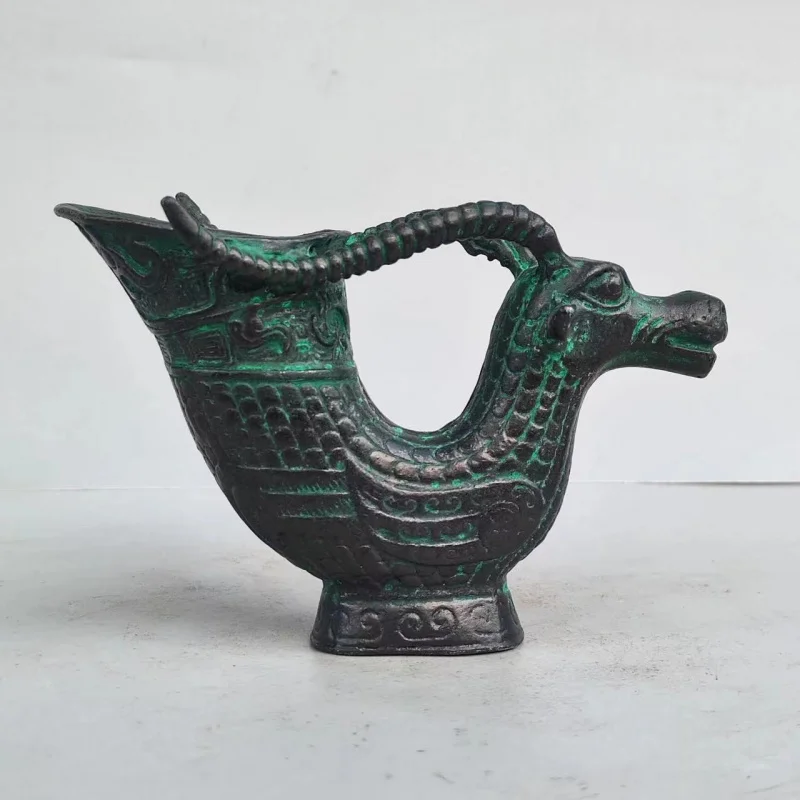 

Bronze Casting Pure Copper Antique Style Wine Cup Bronze Jue Ornament Zodiac Sheep Wine Cup Wine Set Craft