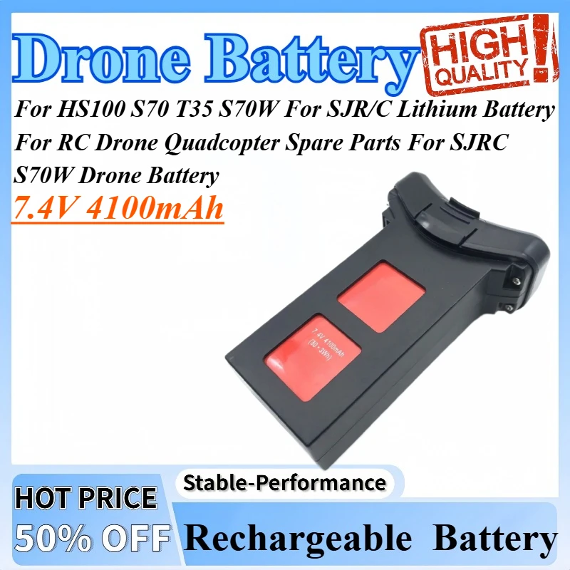 

7.4V 4100mAh For HS100 S70 T35 S70W For SJR/C Lithium Battery For RC Drone Quadcopter Spare Parts For SJRC S70W Drone Battery