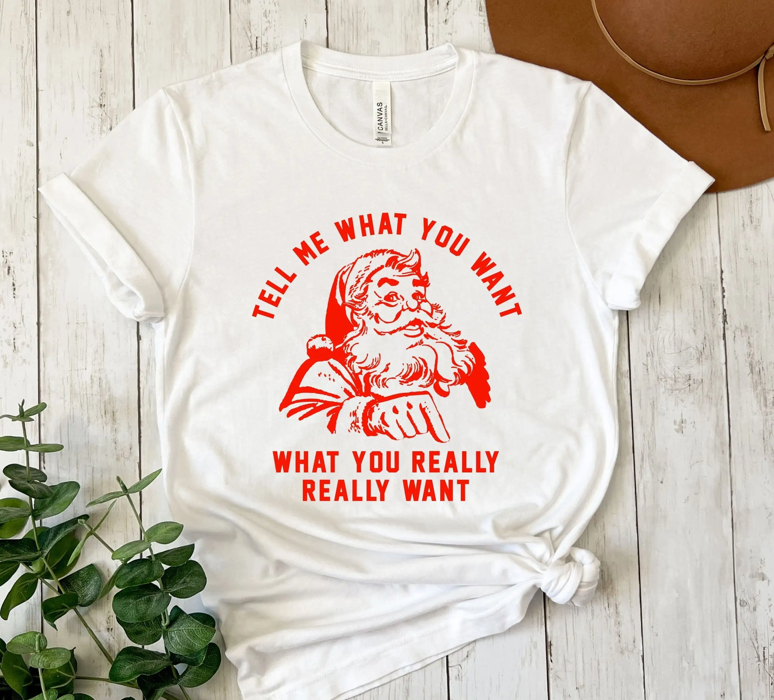 تي شيرت سانتا كريسماس أخبرني ما تريد قبيحًا