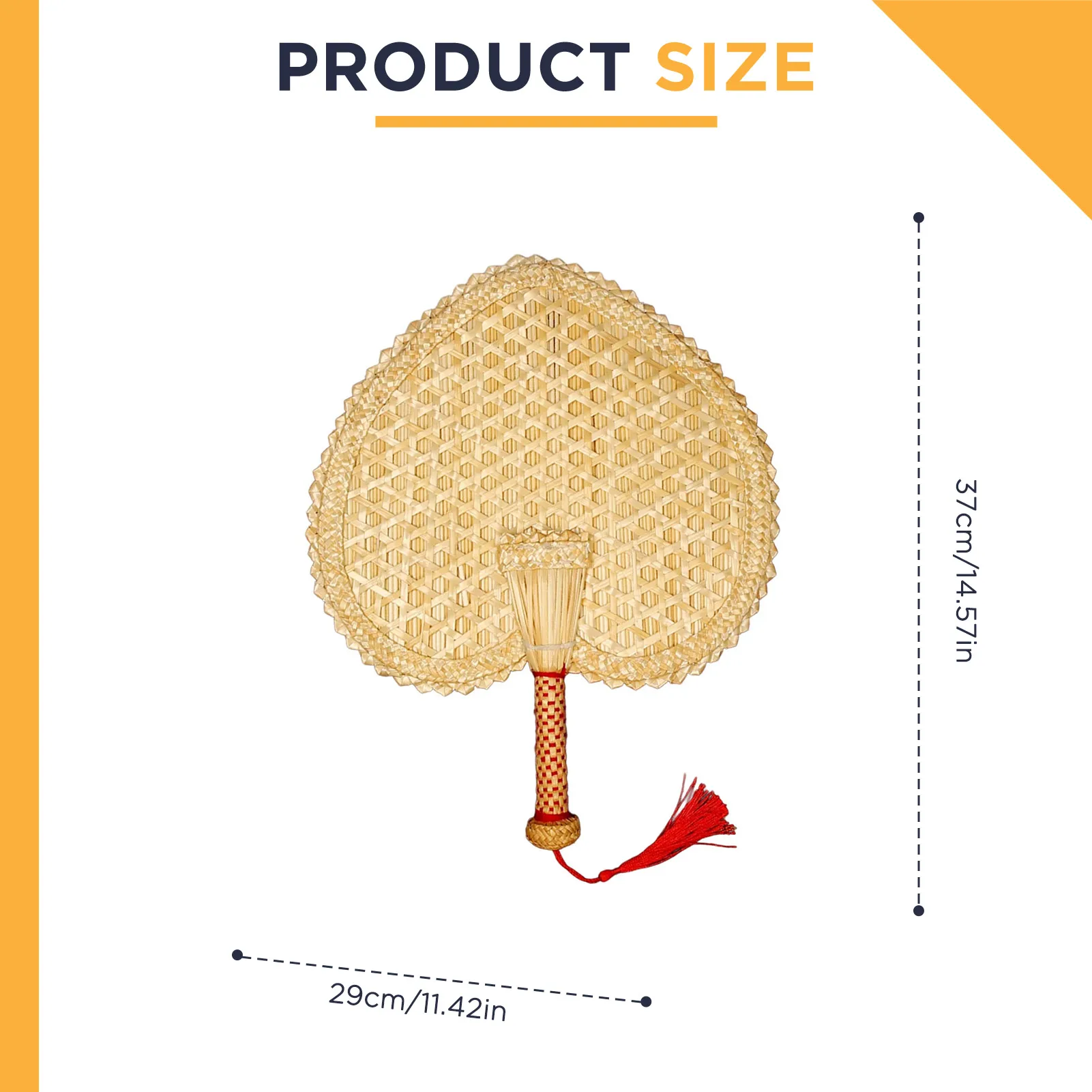 Hand Fan Hand-Woven Straw Fan Handheld Wheat Straw Fans Rustic Chinese Manual Fan for Summer Cooling DIY Decor Wedding Palm Gift - view 4