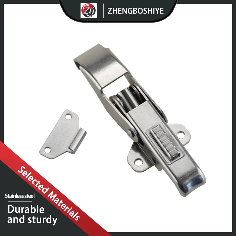 Commercial Lock Buckle Wooden Right Angle Box Stainless Steel Industrial Cabinet Door Lock Retractable Duckbill Handle