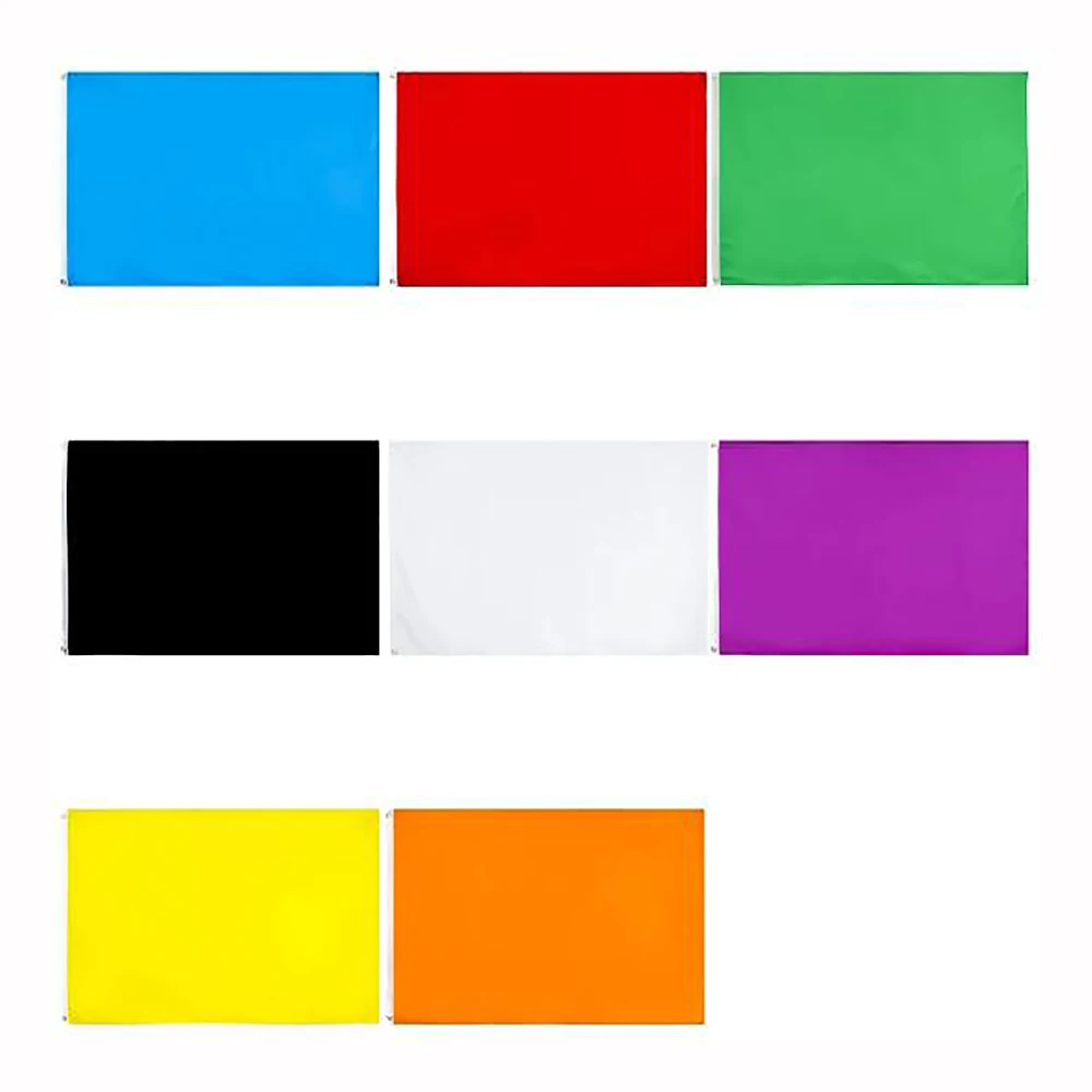 LeaFLAG 90X150cm high quality Polyester Solid Color black white red blue green purple orange Yellow Flag For Decoration
