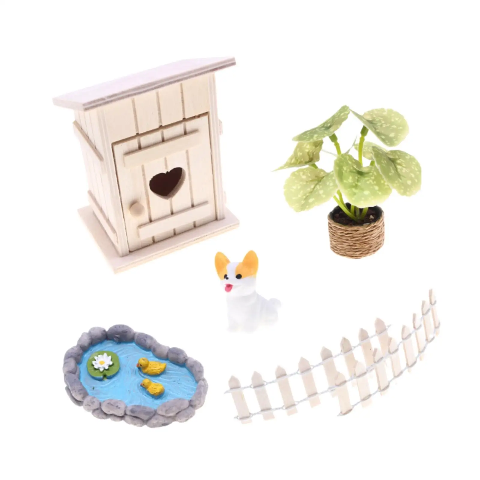 Mini Garden Accessories Set Resin Miniature Figurines Starter Kit Decorative Props for Plant Pot Indoor Outdoor Collection