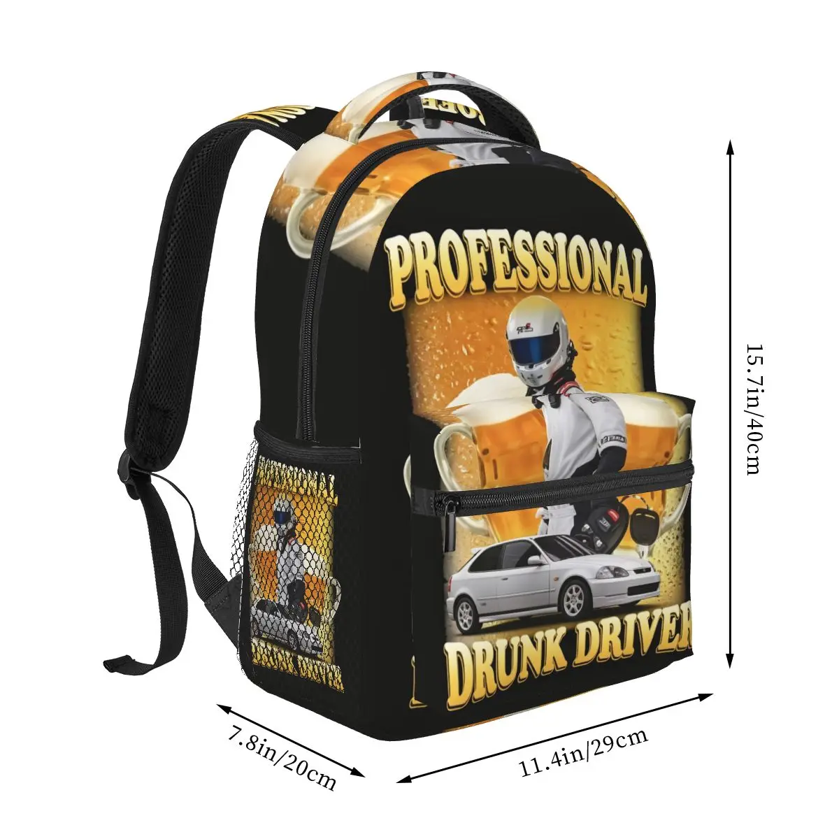 Professional Drunk Driver  Meme Backpack Hot Sale Daypack Large Capacity Kids BookBag School Bag Shoulder Bags for Men Women