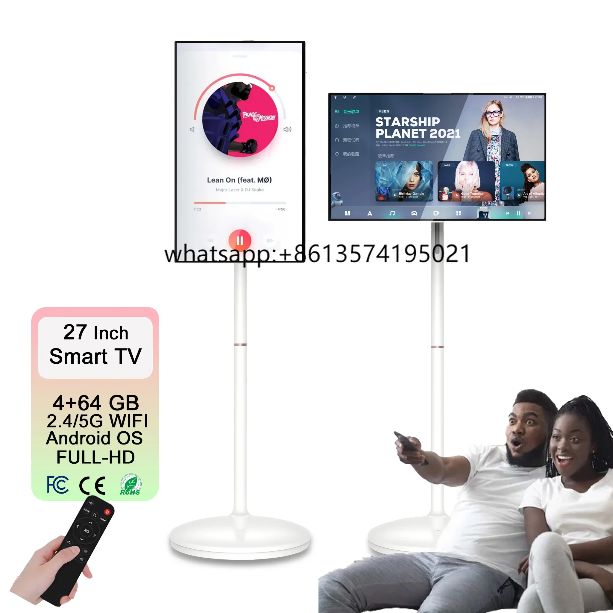 

T27-Inch WiFi Android 13 Tablet PC With 4GB+64GB HD Touch Screen LED Backlight Smart TV White Cabinet New Android Tablet