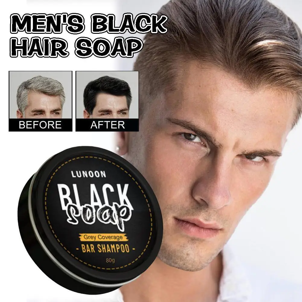 80g Men's Black Hair Soap Nourishing Hair Root Anti-stripping Control Hair Black Soap Oil Bright F2V6