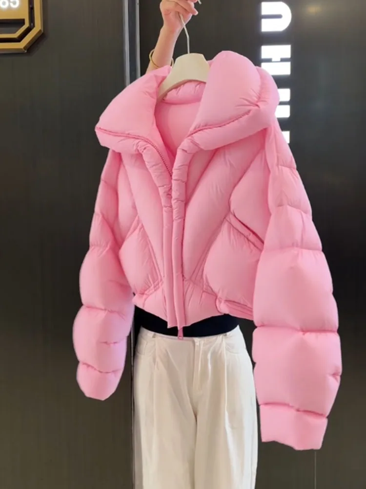 Puchowa różowa kurtka puchowa damska Jaet 2025 Winter New Sle Casual Fit z włókna poliestrowego, ocieplana odzież wierzchnia, płaszcz damski