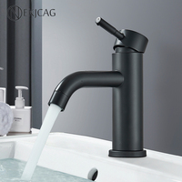 Matte Black Bathroom Basin Faucet Single Lever Sink Faucets Hot and Cold Water Mixer Tap Deck Mounted Single Hole Crane