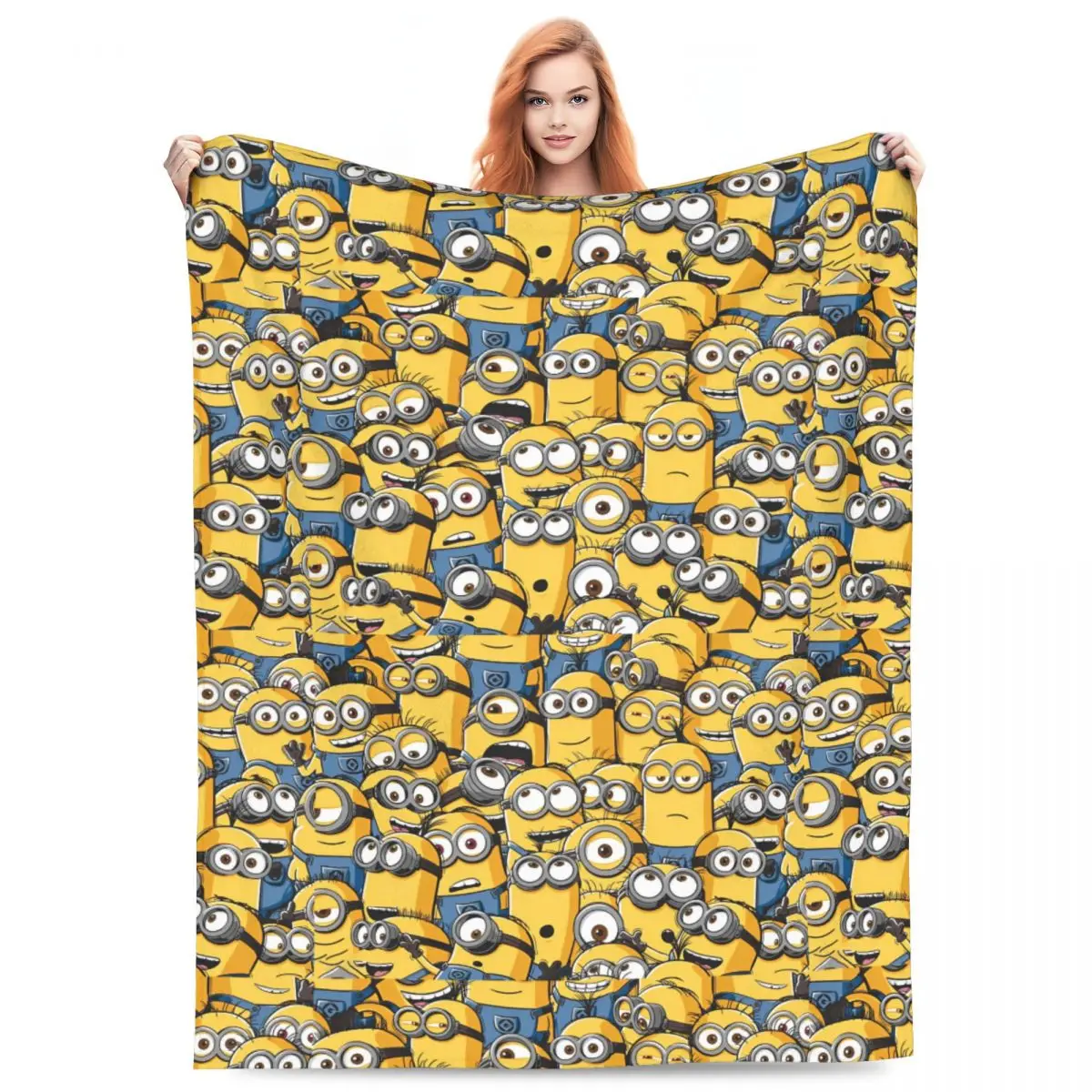 MINISO Minions HD Print Soft Warm Blankets Students Plush Throw Blanket Halloween Bedroom Flannel Bedspread Sofa Bed Cover