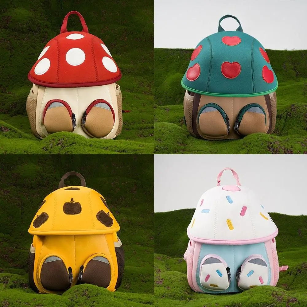 Mochila cogumelo bonito dos desenhos animados, maçã e abóbora design, sacos escolares do jardim de infância para criança de 1 a 3 anos