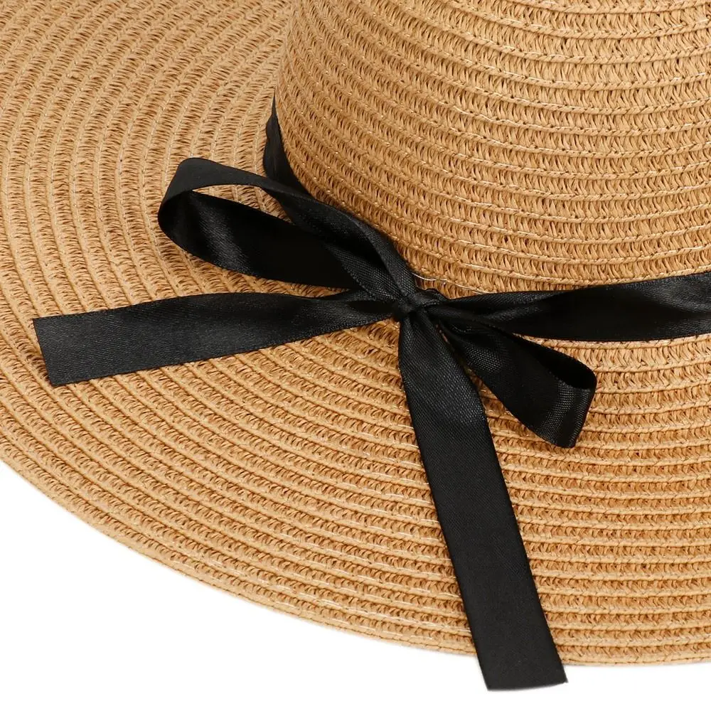 Women Beach Sun Visor Large Brim Floppy Straw Hat Fashion Summer Bow Cap Casual Summer Sun Hats