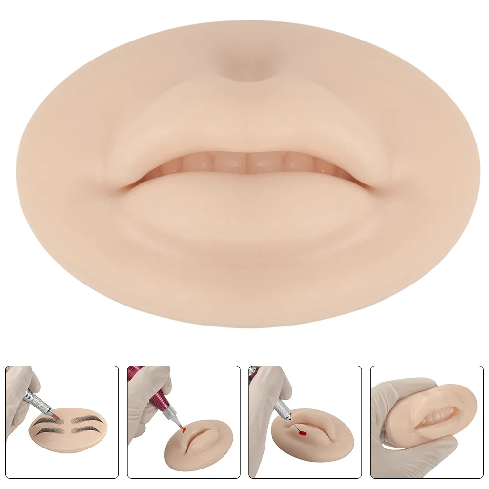 Silicone Practice Lip 3D Elastic Soft Fake Skin Double-Sided Training Simulation Mold for Tattoo Practice Tattoos Lip