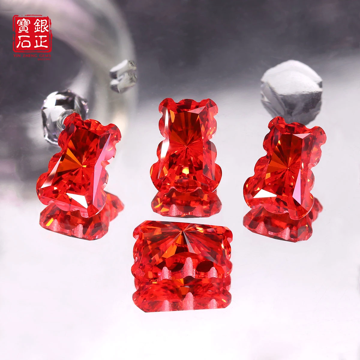 Piedra de circonita cúbica de color naranja y rojo con forma de oso, de 7,5 x 10 mm, piedra suelta para joyería, disponible en varios colores, ideal para la confección de anillos y pendientes, circonitas sintéticas.