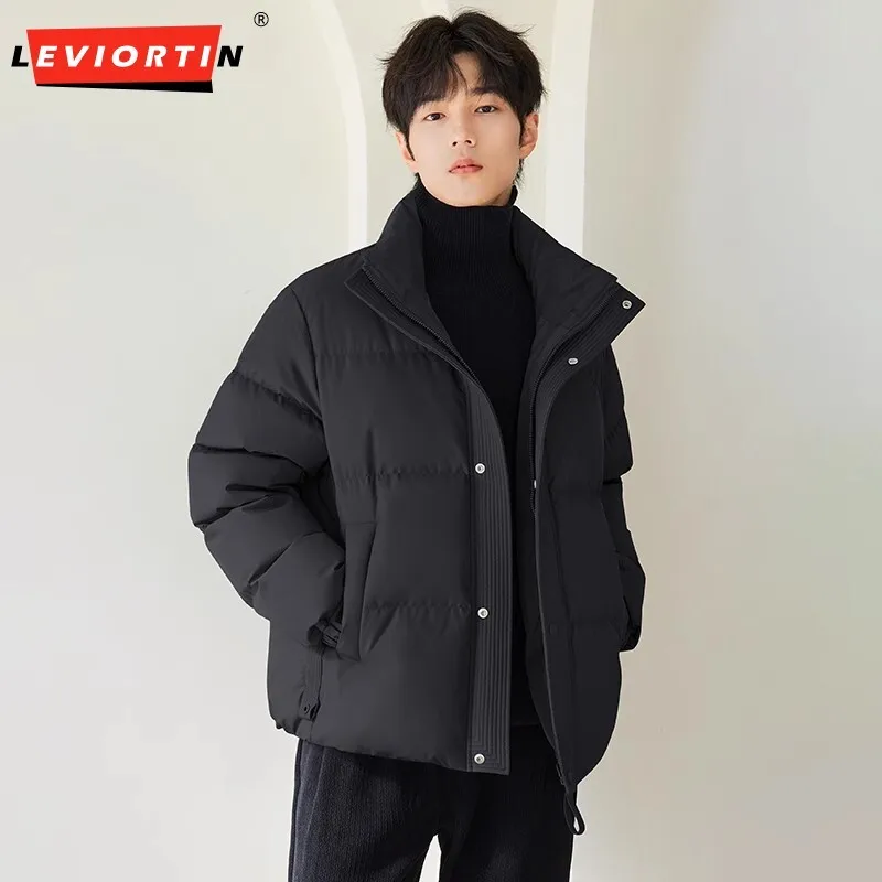 Korean Styles Men\'s Stand Up Collar Down Jacket Unisex Streetwear Luxury Slim Fi Keep Warm Fashionable Duck Down Jackets