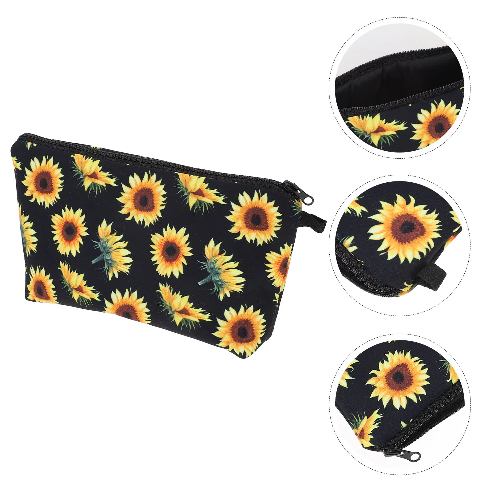 Sac de toilette à grande capacité en forme de tournesol, fermeture éclair de qualité supérieure, portable, léger, rangement pour articles de toilette, organisateur de maquillage, sac d'extérieur