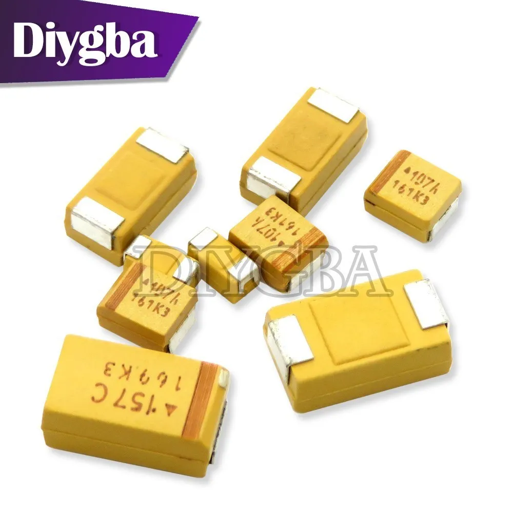 10PCS A B C D Type Tantalum Capacitor 100UF 150UF 220UF 330UF 470UF 680UF 6V 6.3V 10V 16V 25V 35V 50V 4.7/6.8/10/15/22/33/47UF