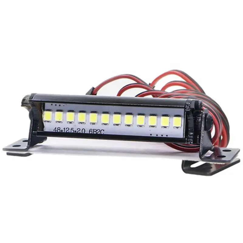 1Pcs RC 12 LED Light Bar Metal Roof Lamp For Traxxas SCX10 KM2 CC01 RC4WD D90 90046 90047 RC Crawlers,50Mm/1.97 Inch