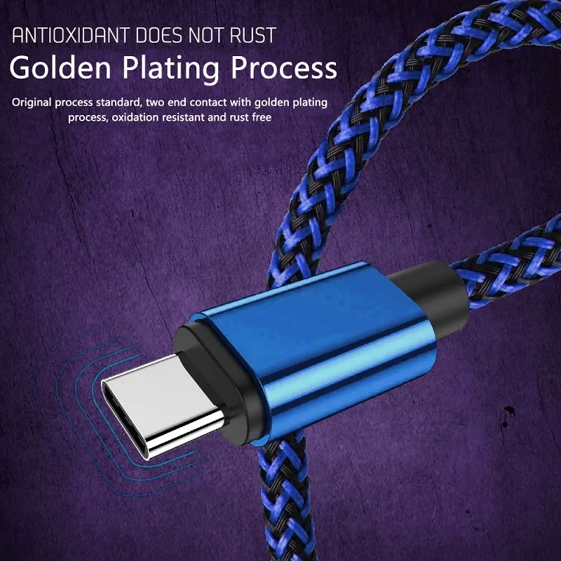 3A USB نوع C كابل شحن سريع Battewry شاحن سلك النايلون تاريخ شاحن ل Xiaomi هواوي سامسونج ملحقات الهاتف 1 متر 2 متر 3 #4