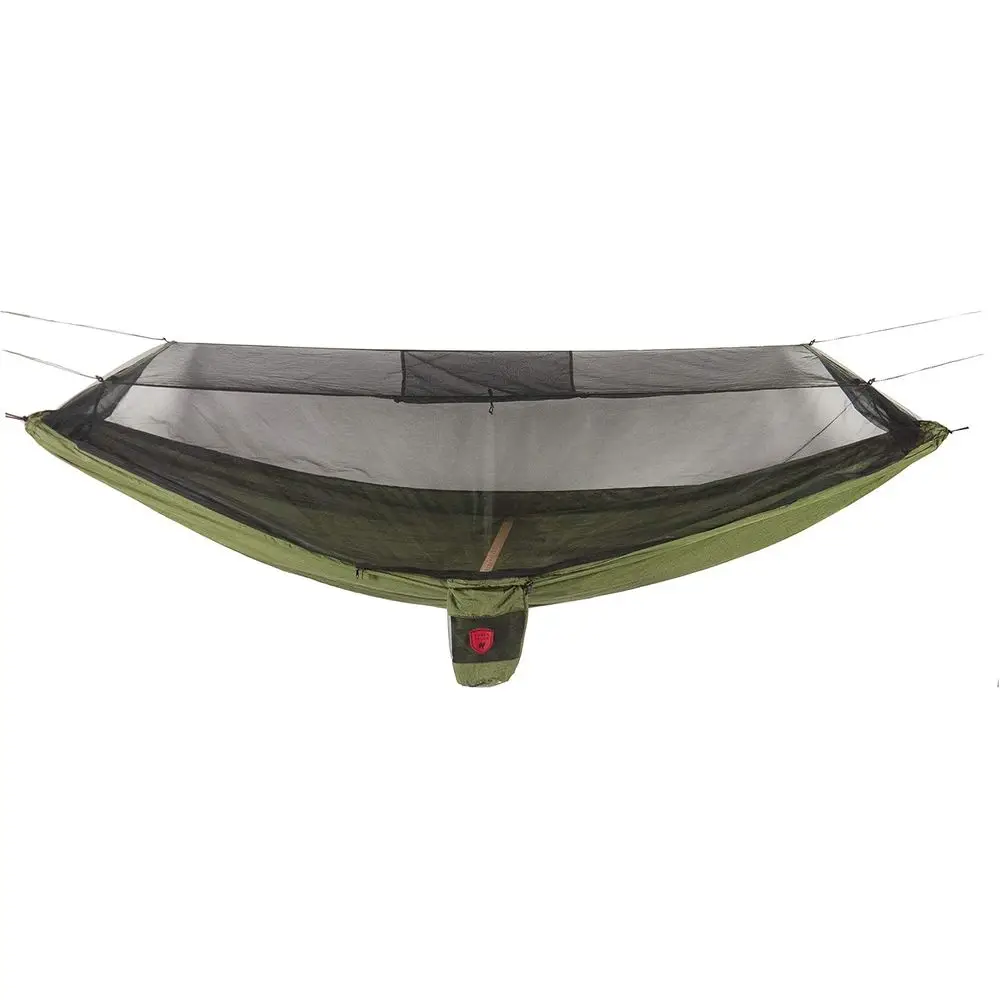Ser ter XT Hammock with Bug Net | 10’6” Parachute Nylon Camping Hammock, Carabiners & Hanging Kit | 400 lb acity | Olive & Khaki
