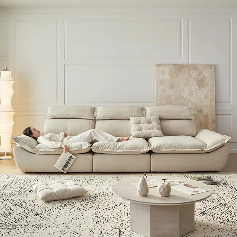 

Adjustable backrest sailing sofa French cream style fabric lazy sofa