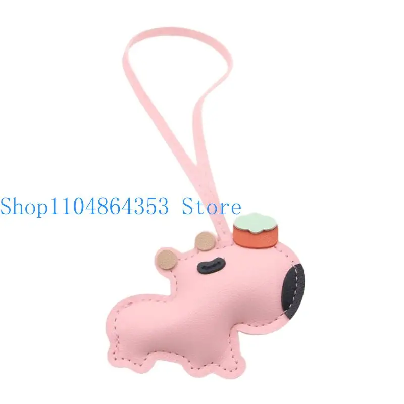 652F Contemporary Capybaras Keychain With Textured Detailing Sturdy Leather Decoration For Bags Jackets Diaries