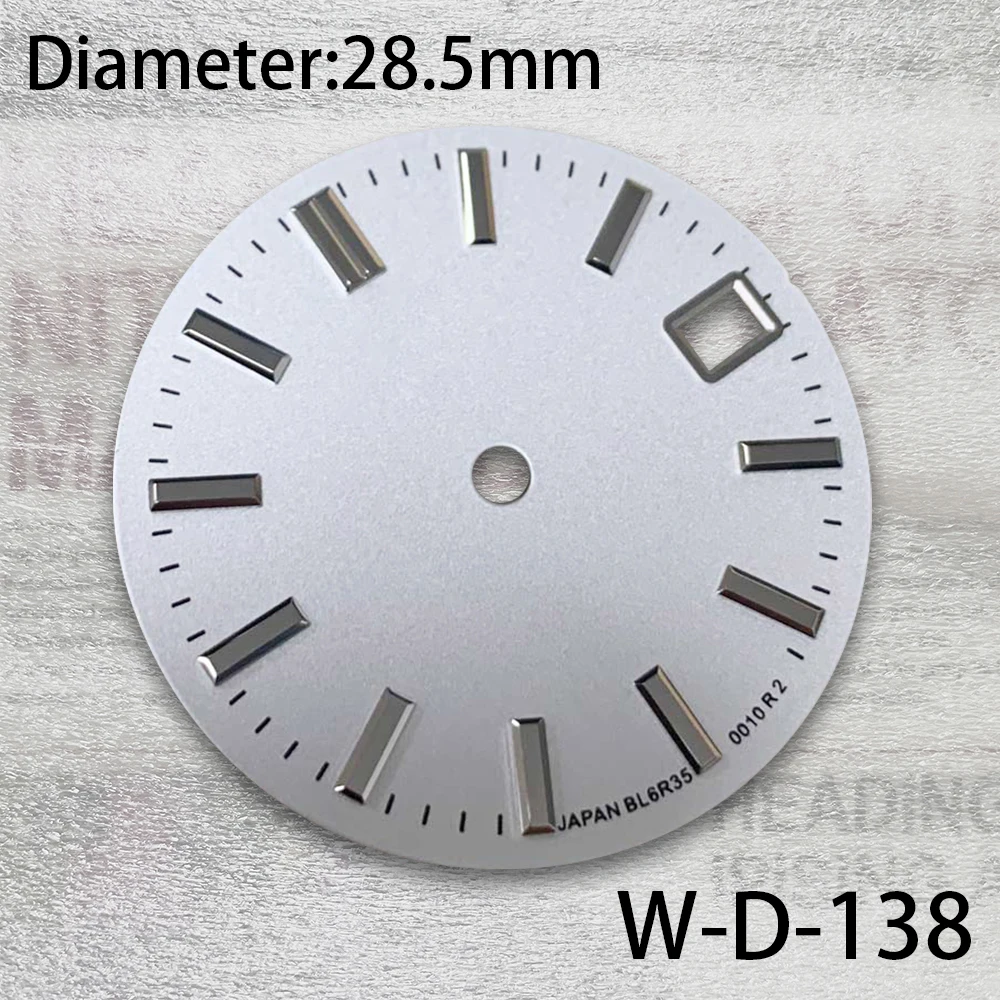 28.5mm G S 로고 다이얼, 햇빛 다이얼, NH35, NH36, 4R, 7S 무브먼트, 발광 하이 퀄리티 시계 수정 액세서리