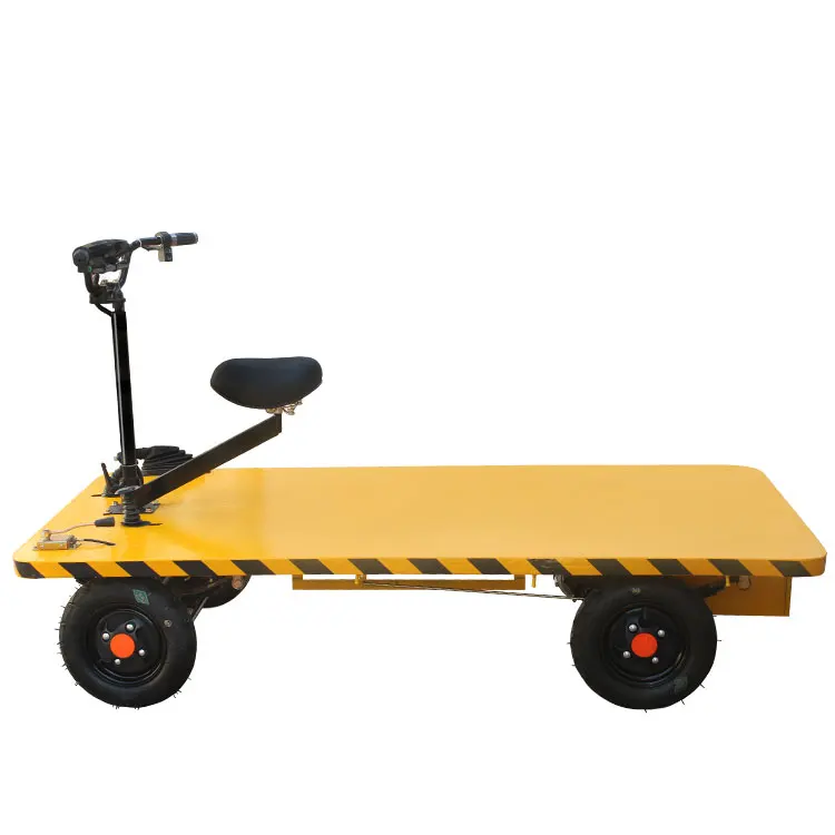 Electric Flatbed Truck 4-Wheel Hand Truck Forward/Reverse Ride-On Warehouse Construction Site Transport Heavy-Duty Cargo Cart