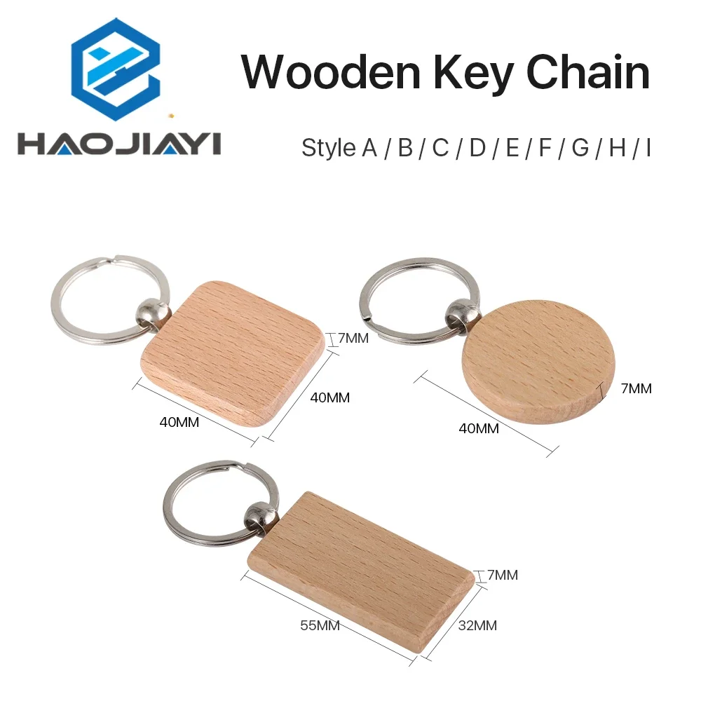 5pcs Co2 Engraving Marking Material Solid Wooden Key Chain DIY Gift Material for DIY Machine Co2 Engraving Machine