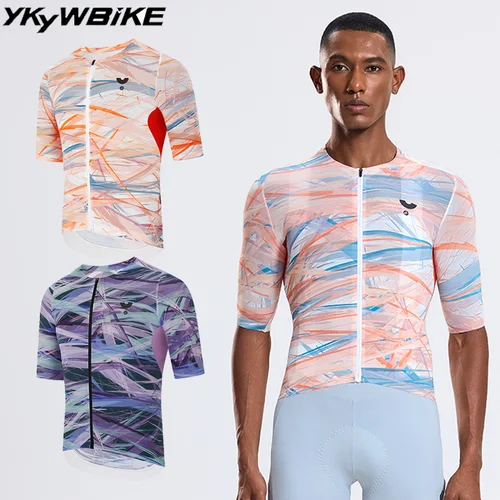 Imagen 1 del producto YKYWBIKE Camiseta de ciclismo para hombre, camiseta suave y ligera para bicicleta de carretera, camiseta de manga corta transpirable de verano para MTB