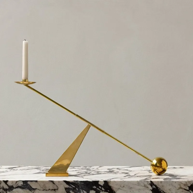 Modern Creative Candlestick Holder for Living Room Bedroom Hotel Office Tabletop Art Decor Simple Interconnect Design Soft