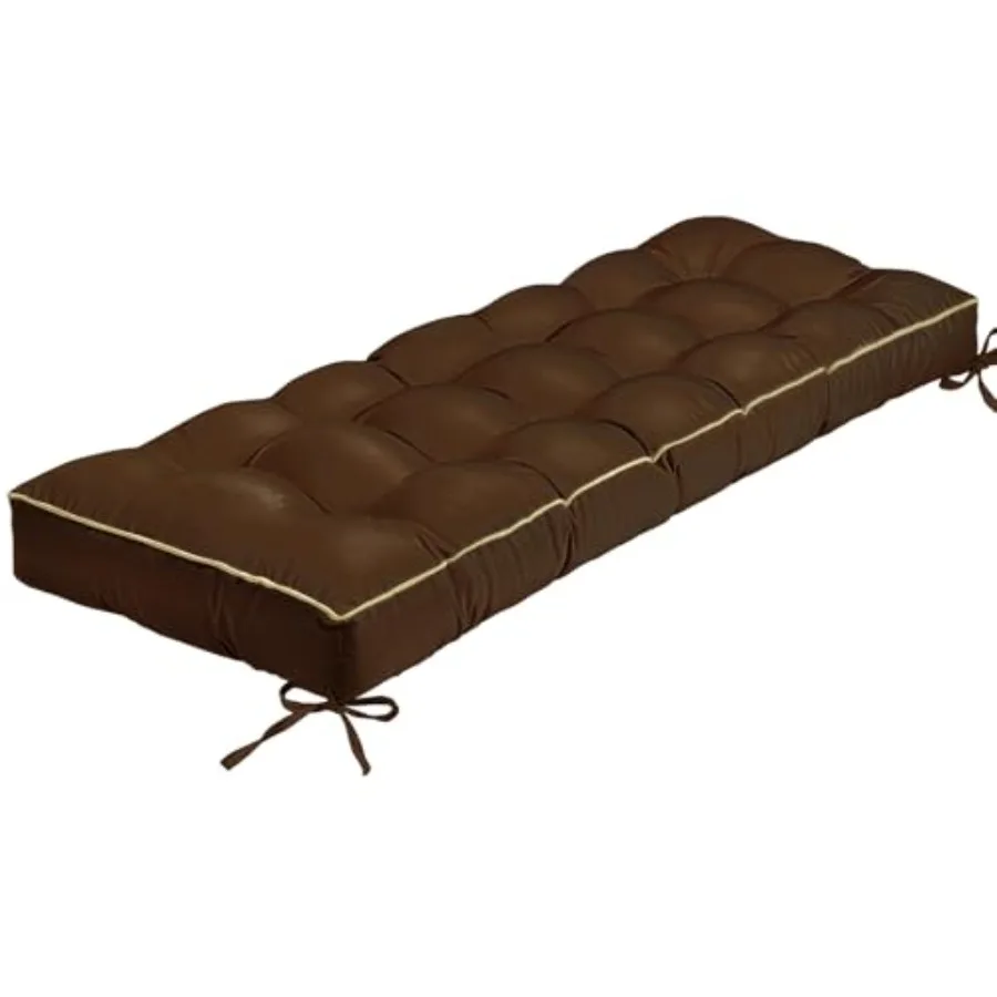 

Outdoor Bench Cushion Tufted Patio Seat Pad for Garden Bench Porch Swing Indoor/Outoor Furniture Coffee Brown 48X18X4 inch