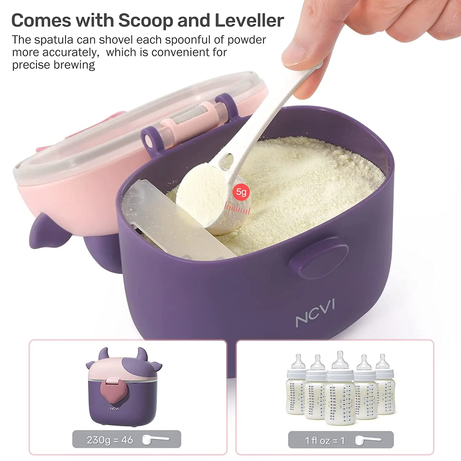 NCVI Baby Formula Dispenser with Scoop Portable Storage Formula Containers for Travel Food Container for Fruits, Snacks