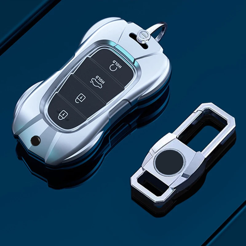 New Zinc Alloy Car Key Case Cover for Hyundai Elantra GT Accent Solaris Azera Sonata NEXO Grand Santa Fe Tucson Palisade Kona