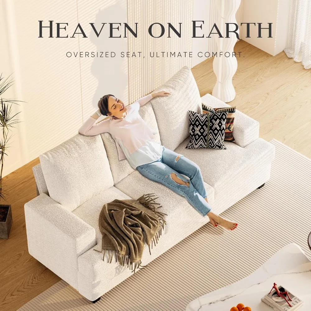 أرائك لغرفة المعيشة، أريكة أريكة مقاس 89 بوصة مع 3 مقاعد عميقة جدًا، سرير أريكة خالي من الأدوات، نائمة من قماش الشنيل القطني الحديث #4
