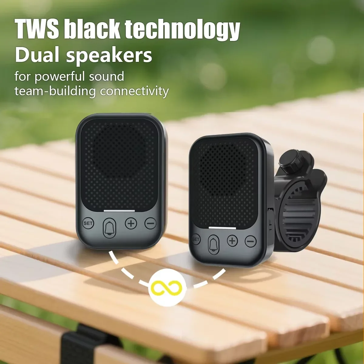 Speaker Bluetooth Mini Multifungsi 2-in-1 Seri TWS dengan Klip Belakang, Praktis untuk Aktivitas Luar Ruangan, Pemutar Kartu FM/TF, Tahun 2025