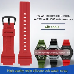 18mm For Casio WS-1400H WS1300 WS-1500 W-737H AE-1500 Resin Silicone Strap Bracelet Watch Band Black Blue Green Red Strap Tool