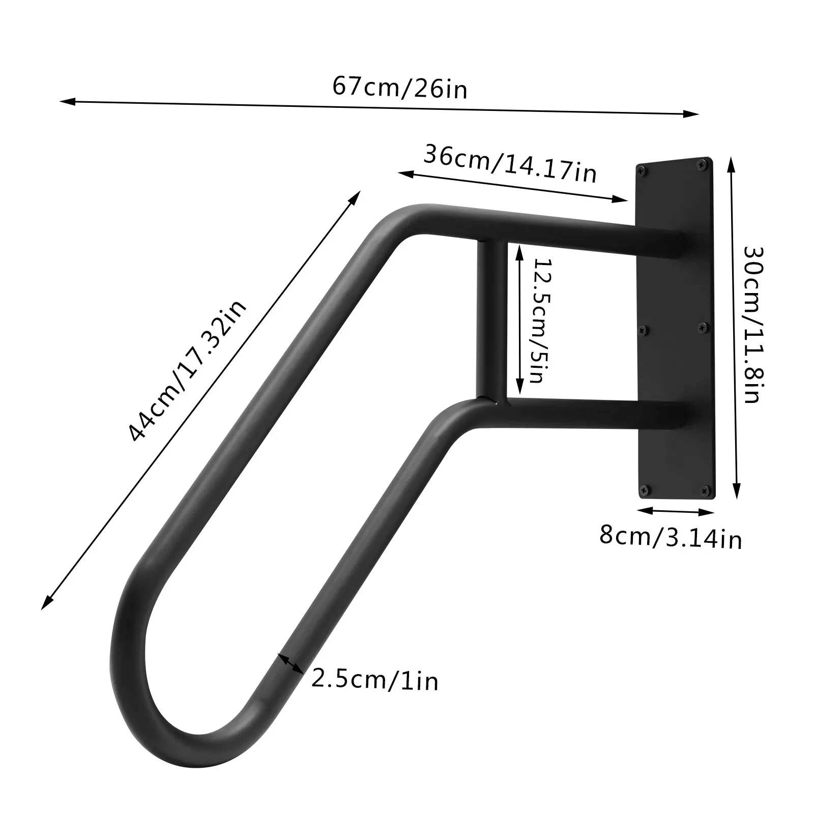 Iron Handrail For 1-3 Step Stairs Wall Mounted Handrails For Outdoor Step Garage