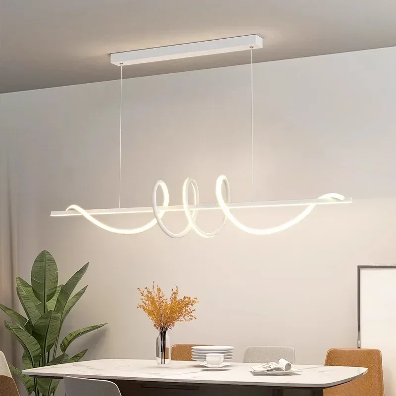 Modern Dining Table Pendant Lights Minimalist Dining Room Chandelier Home Lighting Living Room Decoration Bar Linear Wavy Lamp - view 5