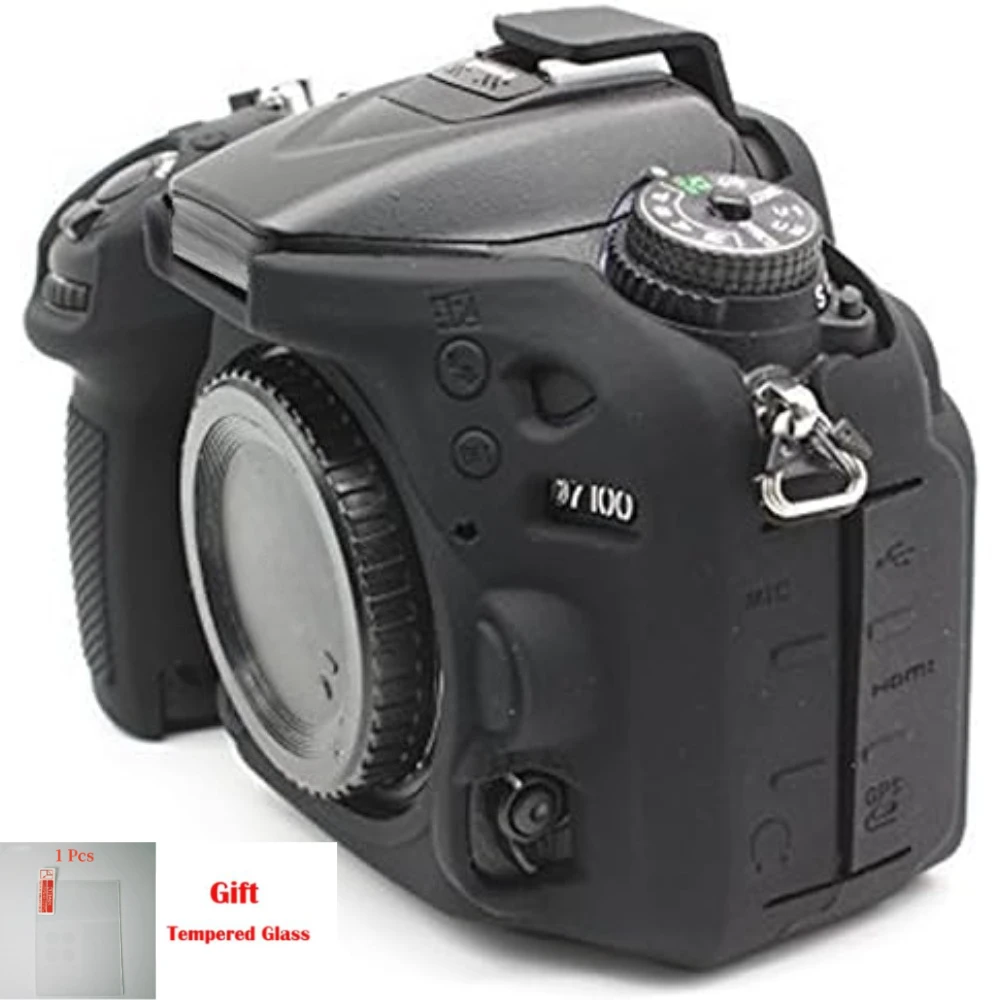 

Accessory Silicone Cover Skin Case , For Nikon D7200 D7100 photography soft case protective case + free tempered film